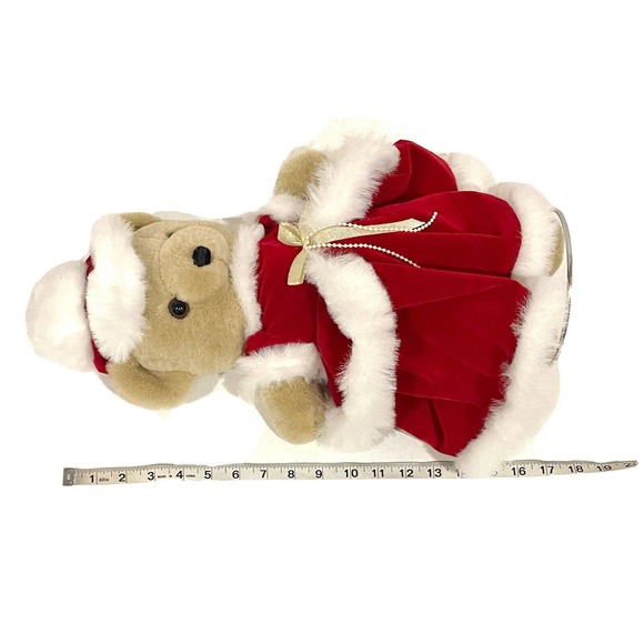 Dan Dee Collectors Choice Christmas Teddy Bear With Stand Red White Dress - Picture 7 of 8